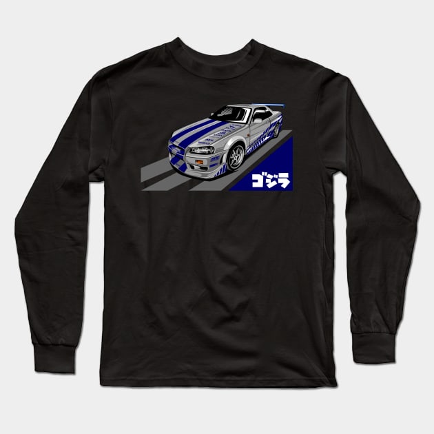 Nissan GTR 34 Paul Walker Livery Long Sleeve T-Shirt by aredie19